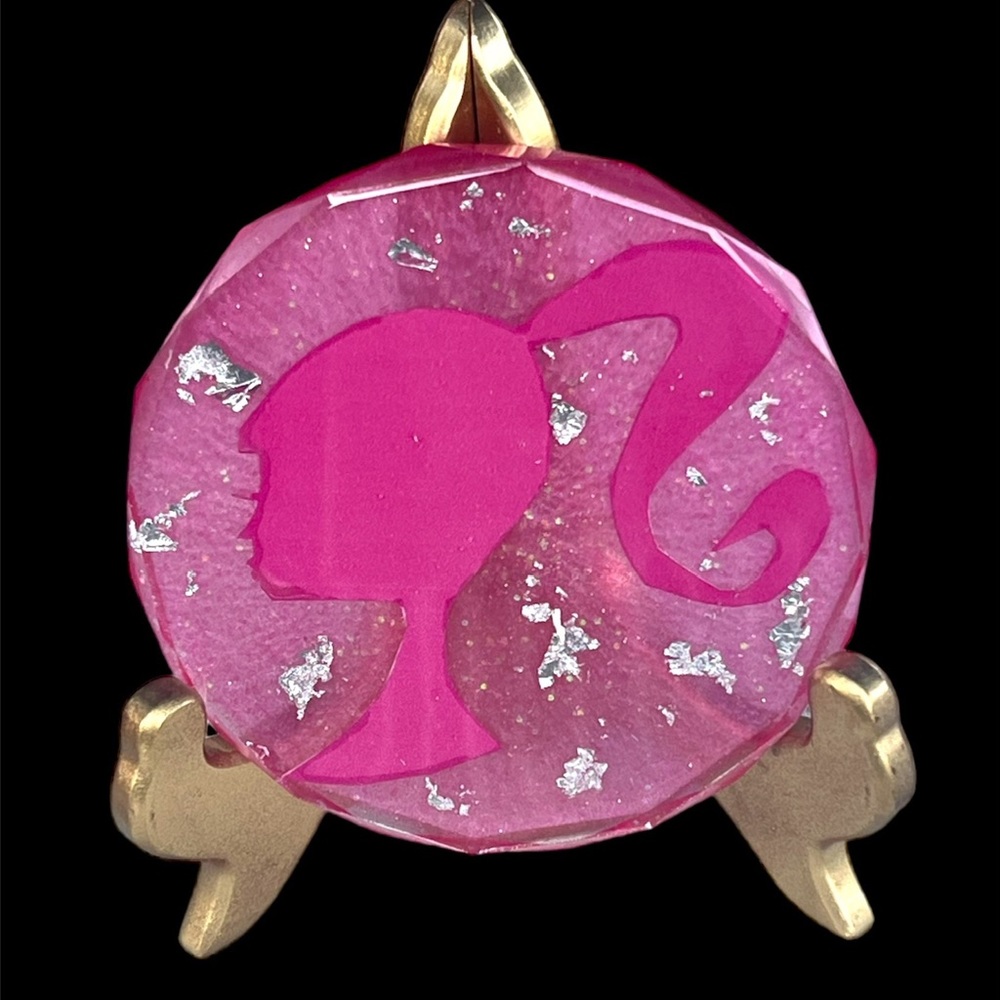 Barbie Coaster Large Pink Epoxy Resin Handmade